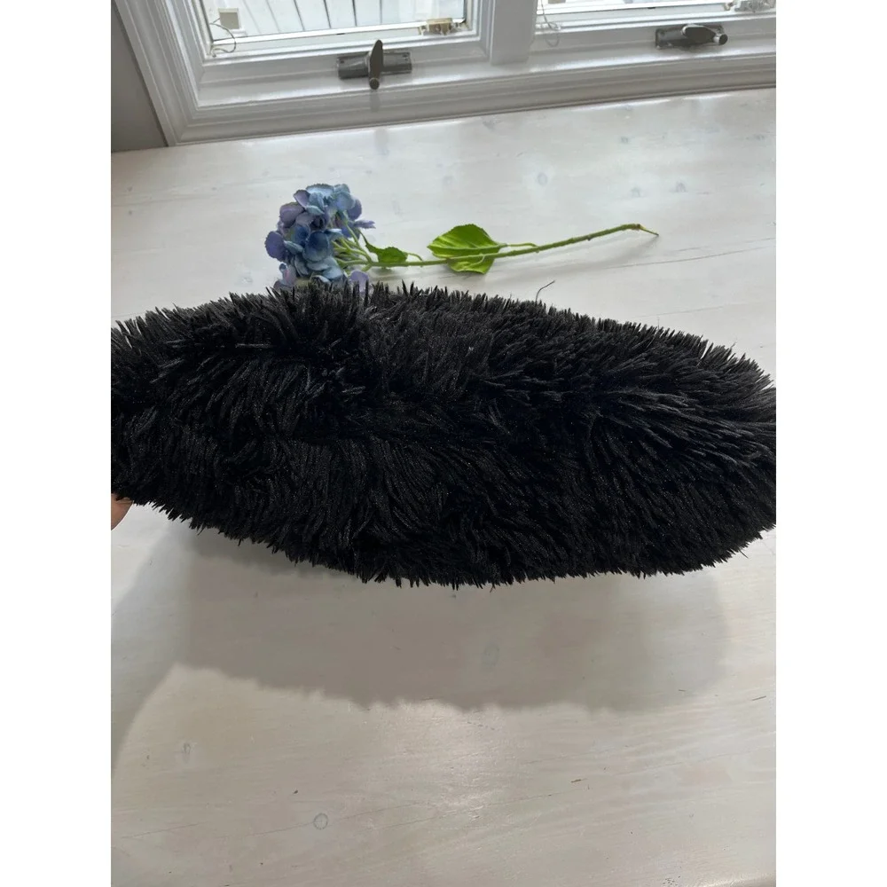Black Faux Fur Pillow Decorative Throw‎ Pillow Soft Plush Cushion Cover